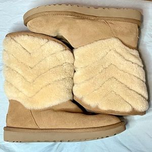 Ugg; light brown w/ cream fur inside and outside